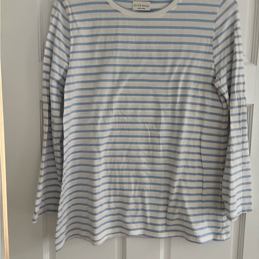 Alice Walk Blue and White Striped Long Sleeve Shirt